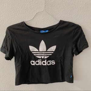 Adidas Black, Three Stripe Crop Top